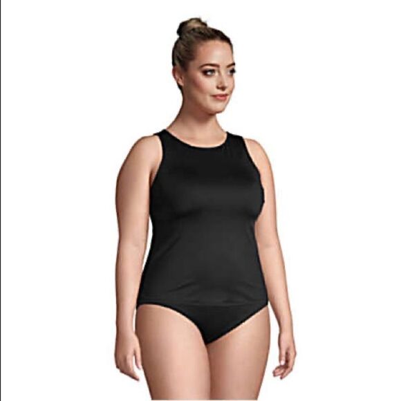 Land’s End Plus and Standard size high neck tankini soft cup bra black Various - Picture 2 of 10